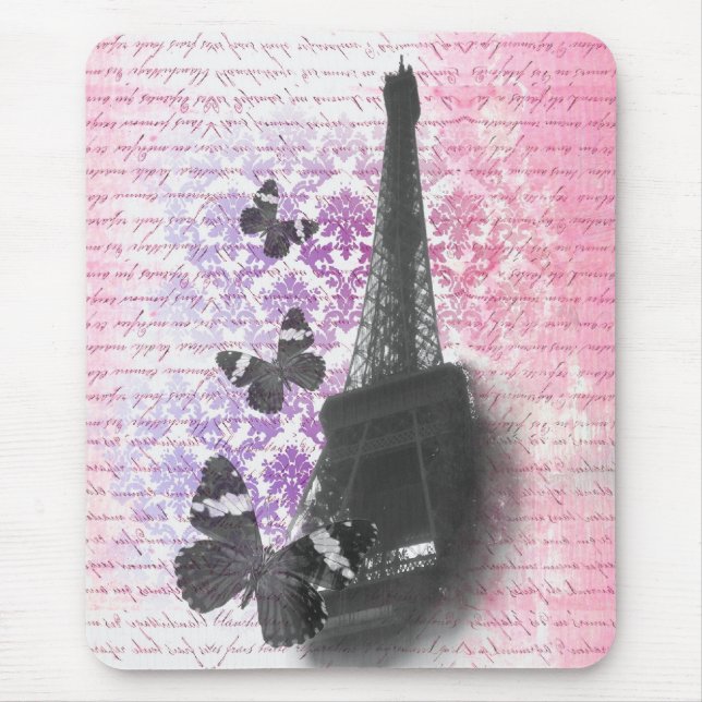 Mousepad Torre Eiffel e borboletas (Frente)