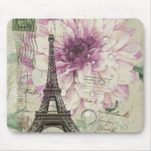 Mousepad Torre Eiffel floral chique de Paris do vintage de