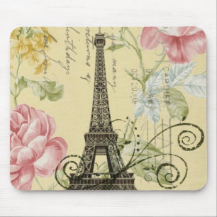 Mousepad Torre Eiffel floral feminino moderna de Paris do