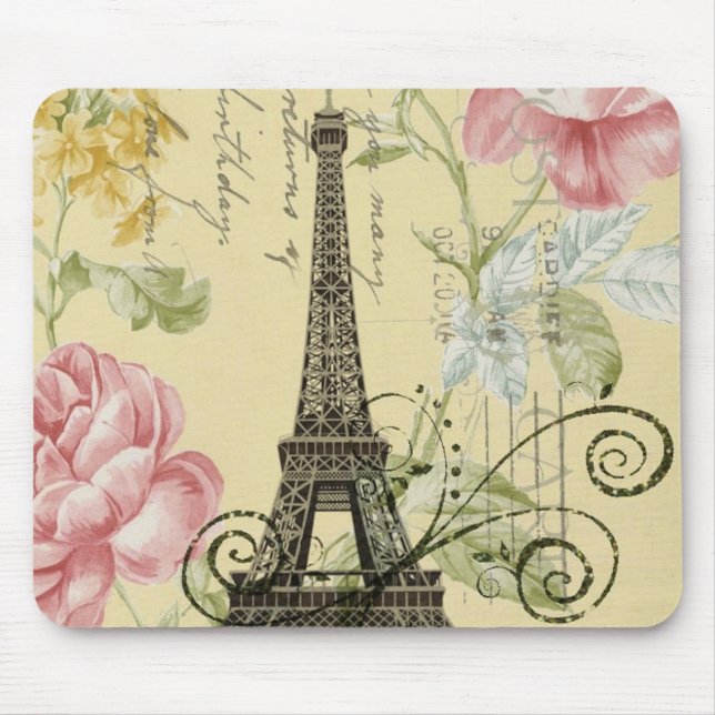 Mousepad Torre Eiffel floral feminino moderna de Paris do (Frente)