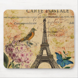 Mousepad Torre Eiffel francesa de Paris do pássaro do