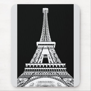 Mousepad Torre Eiffel Paris França Pop de Arte Preta e Bran