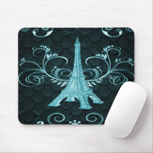 Mousepad Torre Eiffel Torre Teal Floral