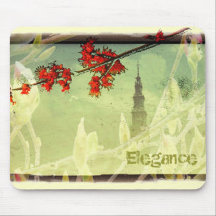 Mousepad Torre Elegance Red Green Flowers