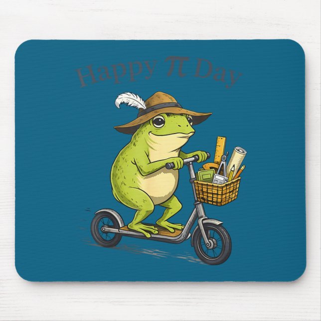 Mousepad Torta do dia feliz 3.14 scooter de rã professor de (Frente)
