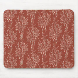 Mousepad Tossed Floral Silhouette Botanical | Rust Red