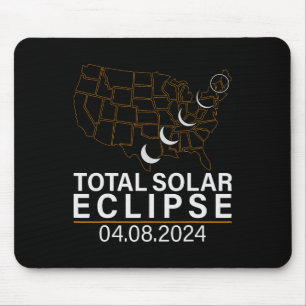 Mousepad Total do Eclipse Solar abril 8 2024 América EUA Ma