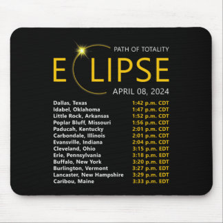 Mousepad Total do Eclipse Solar Apirl 08 2024 Mapa Eclipse
