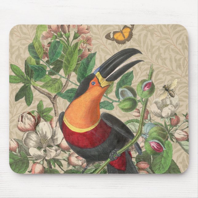 Mousepad Toucan Jungle Tropical Bird Beauful Antiguidade (Frente)