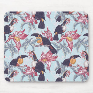 Mousepad Toucanos com flores exóticas