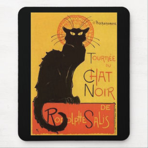Mousepad Tournée du Conversa Noir, vintage do gato preto de