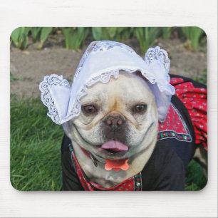 Mousepad Touro Francês Cachorro com Lace Hat