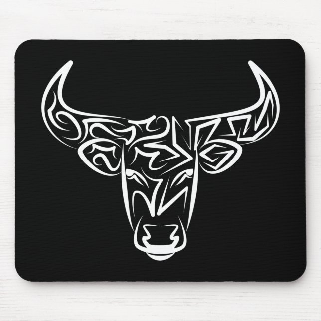 Mousepad Touro Tribal Negro e Branco / Ox (Frente)