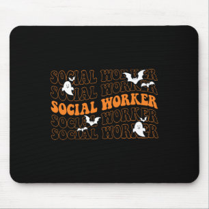 Mousepad Trabalhador Social da Groovy Ghost Halloween Socia