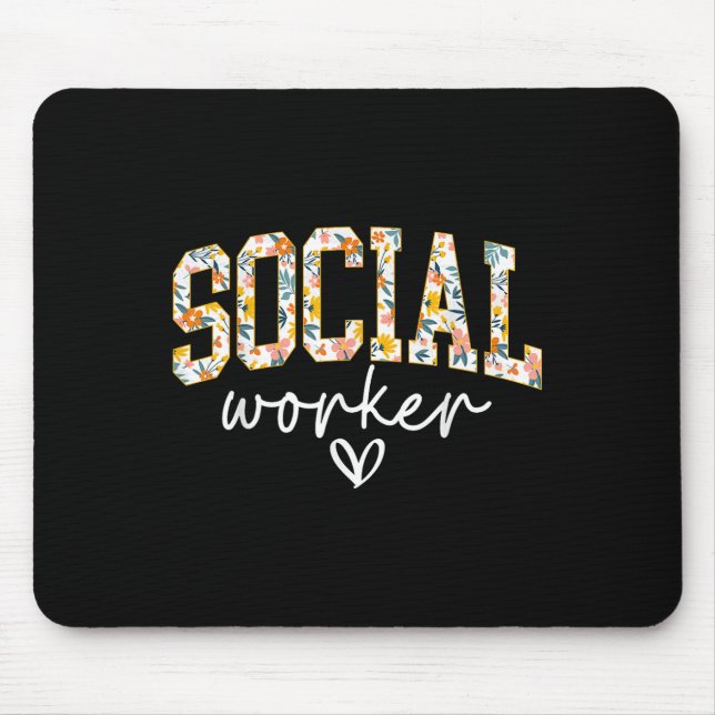 Mousepad Trabalhador Social Floral, Conselheiro Escolar, Tr (Frente)