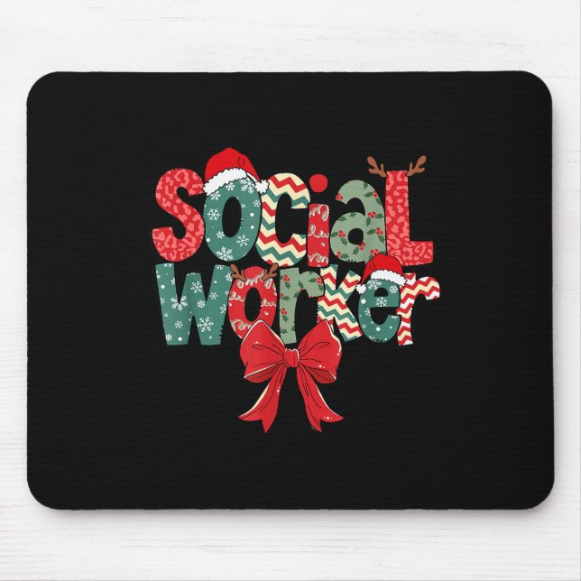 Mousepad Trabalhador Social Natal Retro Natal É a Estação  (Frente)