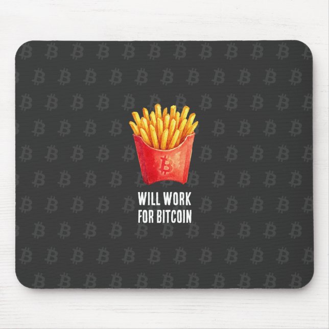 Mousepad Trabalhará por Bitcoin (Preto) (Frente)