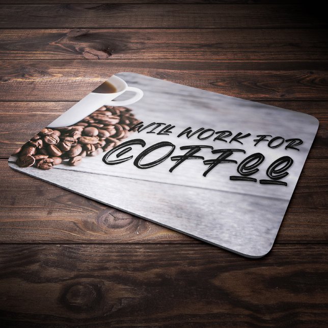 Mousepad Trabalhará por Café, Preto (Criador carregado)