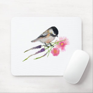 Mousepad Trabalho de arte de Aquarela de Chickadee, com tam