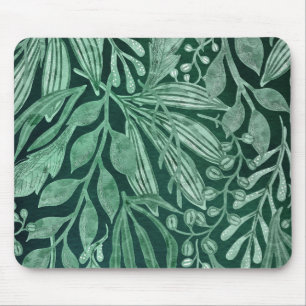 Mousepad Trabalho de arte de Folhas de Verde Botânico Eleg