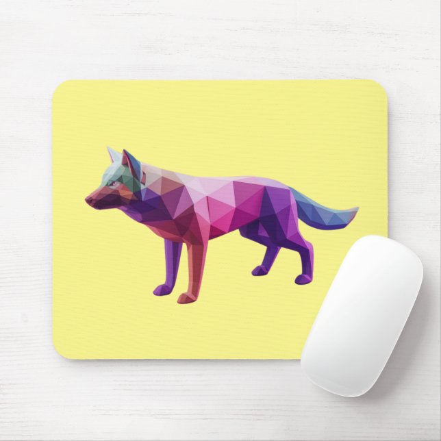 Mousepad Trabalho de arte de Gardient, lobo geométrico mode (Com mouse)