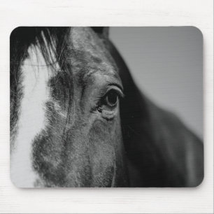 Mousepad Trabalho de arte de Olhos de Cavalo Branco Negro