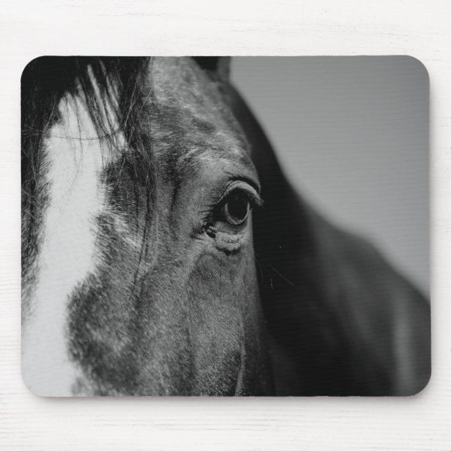 Mousepad Trabalho de arte de Olhos de Cavalo Branco Negro (Frente)