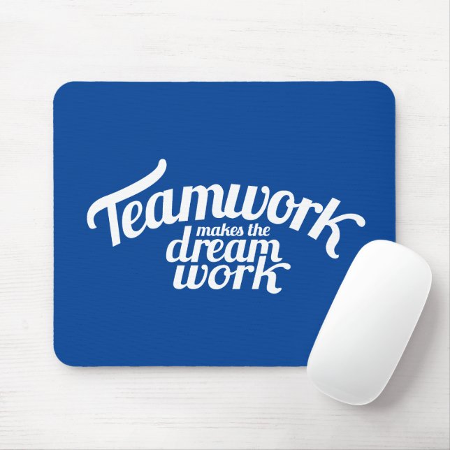 Mousepad Trabalho em equipe faz o sonho funcionar azul bran (Com mouse)