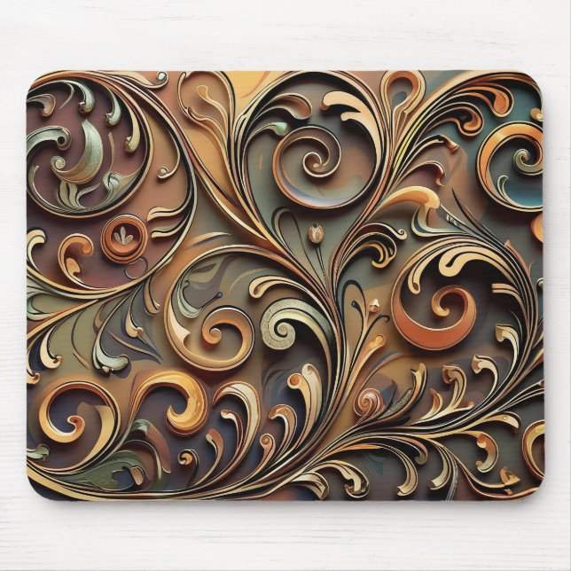 Mousepad Trabalho em Rolo Barroco Dourado (Frente)