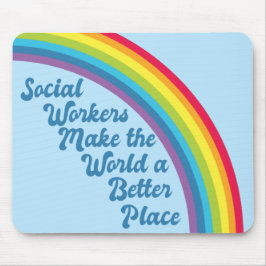Mousepad Trabalho social, aspas inspiradoras, arco-íris azu