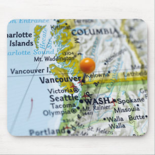 Mousepad Trace o pino colocado em Vancôver, Canadá no map