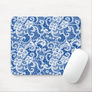 Mousepad Traço Branco No Suporte Azul Do Mouse