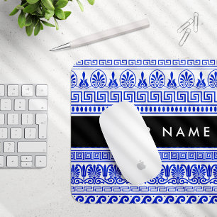 Mousepad Traço Grego, Chave Mista, Azul, Seu Nome