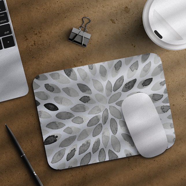 Mousepad Traços de pincel de aquarelas - preto e branco (Criador carregado)