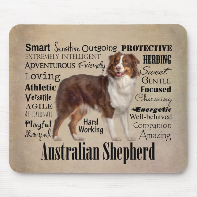 Mousepad Traços de Shepherd Vermelho Australiano (Frente)