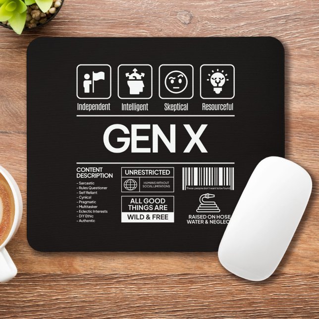 Mousepad Traços Descritivos de Geração X Engraçada (Criador carregado)