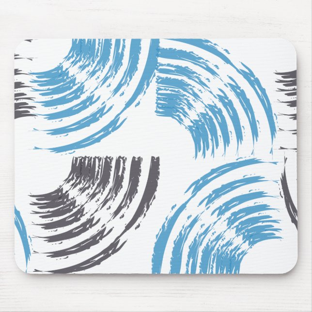 Mousepad Traços modernos, legal, de abstrato azul moderno (Frente)