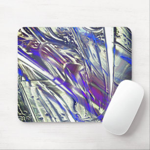 Mousepad Traços rasgados na textura prateada sob fumos azui