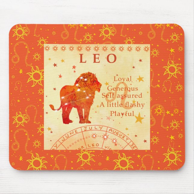 Mousepad Traços zodíacos do Vintage Leo (Frente)