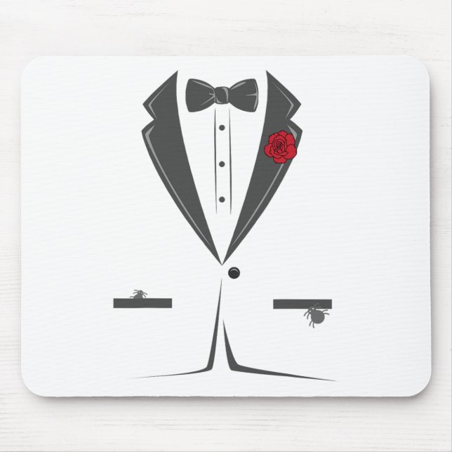 Mousepad Traje E Tie Tuxedo Bowtie Costume Fácil Halloween (Frente)
