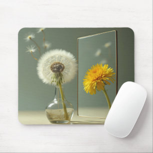 Mousepad Transformação de Dandelion refletida em um espelho