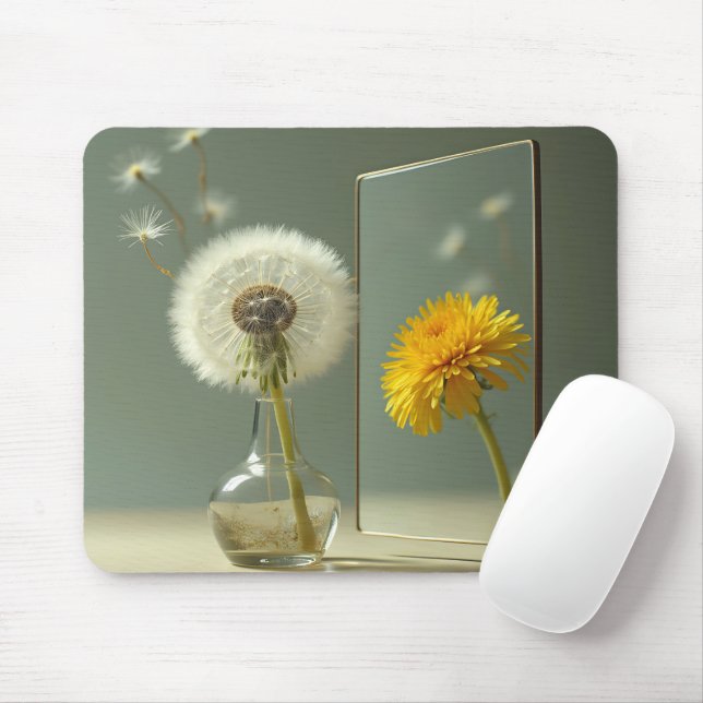 Mousepad Transformação de Dandelion refletida em um espelho (Com mouse)