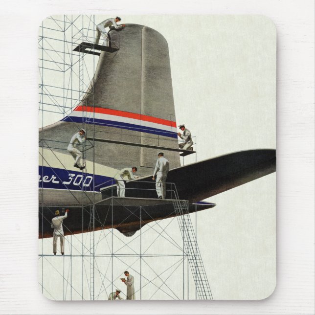 Mousepad Transporte Antigo, Manutenção de Aviões (Frente)