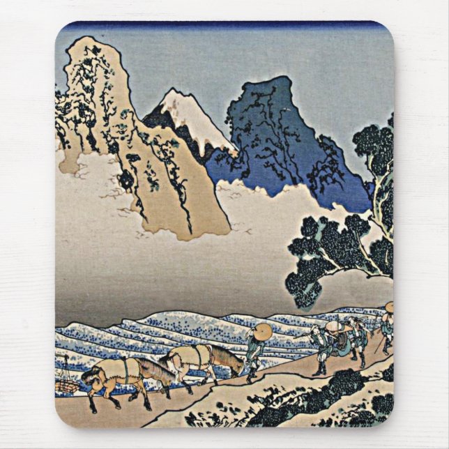 Mousepad Trás da montanha Fuji do rio Minobu Hokusai (Frente)