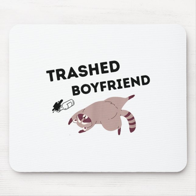Mousepad Trashed Boyfriend, Funny Trashed Panda Couples Pre (Frente)