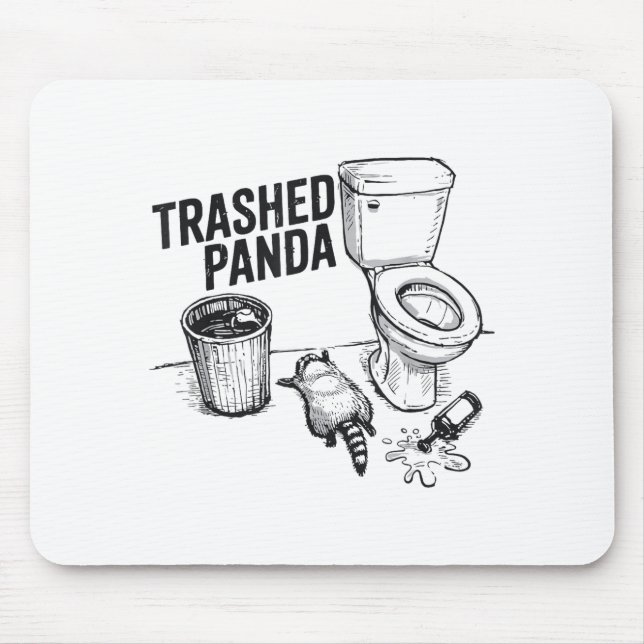 Mousepad Trashed Panda Funny Drunk Racoon  (Frente)