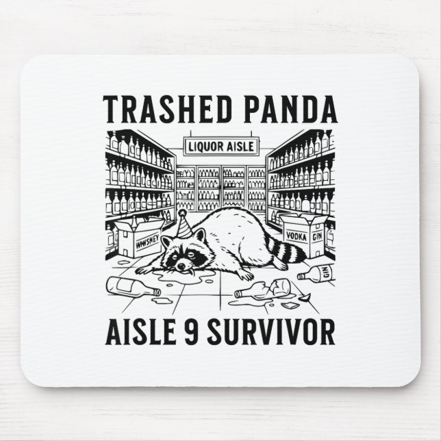 Mousepad Trashed Panda Liquore Funny Hangover Crazy Drunk R (Frente)