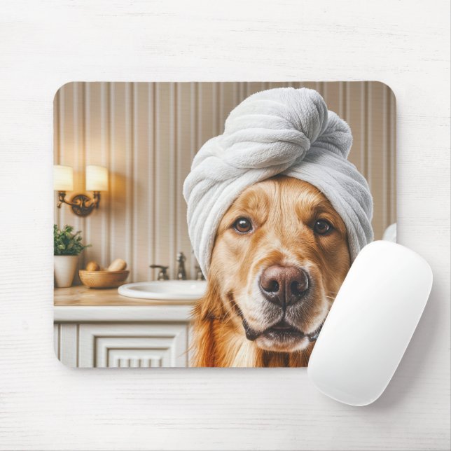 Mousepad Tratamento De Spa De Retriever De ouros (Com mouse)