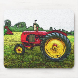 Mousepad Trator de fazenda vermelho e amarelo