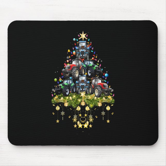 Mousepad Trator de Natal Trator Luzes de Férias Trator Xmas (Frente)